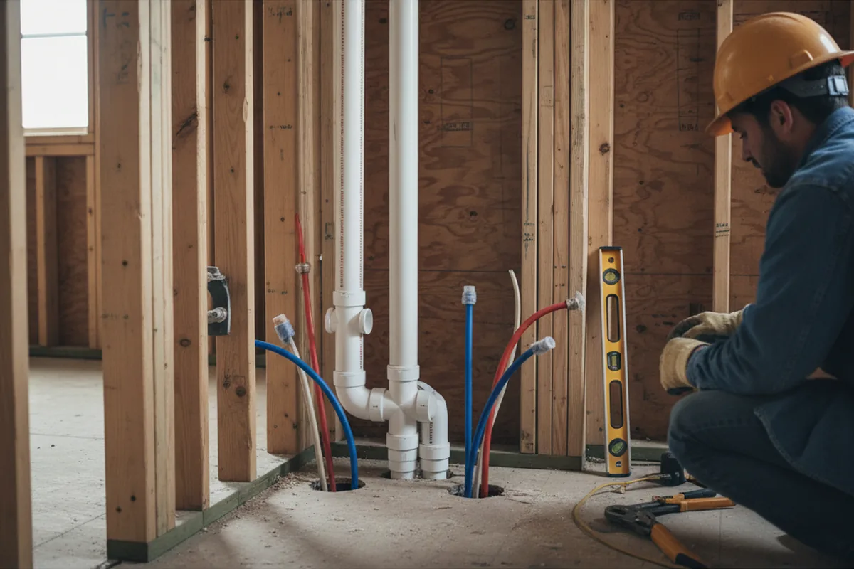 Drain and supply rough-in during Drain Cleaning in Sibley